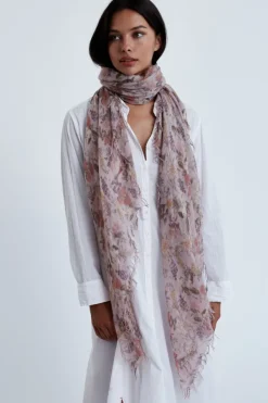 Chan Luu Scarves^Mauve Chalk Floral Cashmere And Silk Scarf