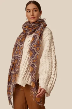 Chan Luu Scarves^Medieval Blue Crux Cashmere And Silk Scarf