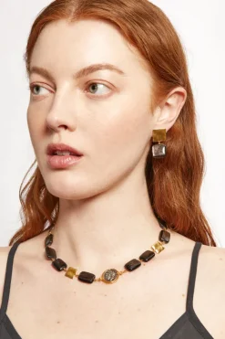 Chan Luu Earrings^Minerva Earrings Gold Hypersthene