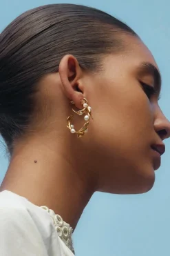 Chan Luu Earrings^Olive Branch Hoop Earrings Mini Gold