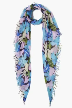 Chan Luu Scarves^Pageant Blue Floral Print Cashmere And Silk Scarf