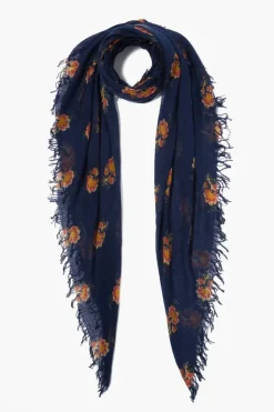 Chan Luu Scarves^Pageant Blue Hibiscus Floral Cashmere And Silk Scarf
