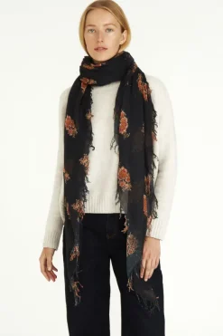 Chan Luu Scarves^Pageant Blue Hibiscus Floral Cashmere And Silk Scarf