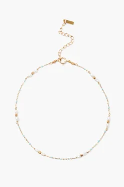 Chan Luu Anklets^Pearl And Turquoise Enamel Bead Anklet