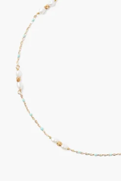 Chan Luu Anklets^Pearl And Turquoise Enamel Bead Anklet