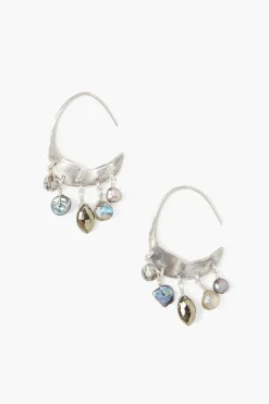 Chan Luu Earrings^Petite Crescent Grey Pearl And Labradorite Mix Silver Hoop Earrings