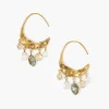 Chan Luu Earrings^Petite Crescent White Pearl And Citrine Mix Gold Hoop Earrings
