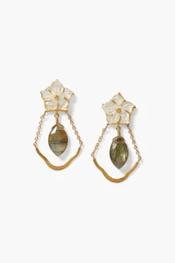 Chan Luu Earrings^Plumeria Chandelier Earrings Labradorite Mix