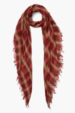 Chan Luu Scarves^Savvy Red Sapphire Plaid Cashmere And Silk Scarf