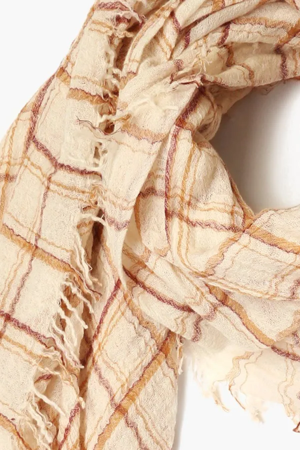 Chan Luu Scarves^Seed Pearl Mix Plaid Wool Scarf