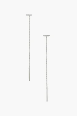 Chan Luu Earrings^Silver Bar Chain Thread Earrings