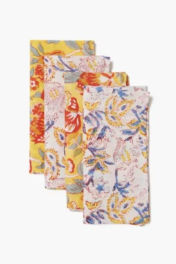 Chan Luu Napkins^Tangerine Reversible Block Print Napkin Set