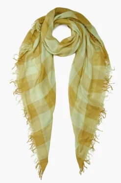 Chan Luu Scarves^Tarragon Gingham Cashmere And Silk Scarf
