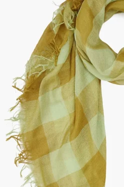Chan Luu Scarves^Tarragon Gingham Cashmere And Silk Scarf