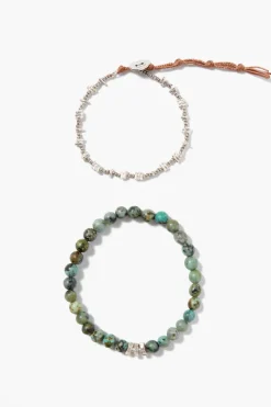 Chan Luu Bracelets^Turquoise & Etched Silver Bracelet Set