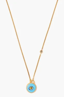 Chan Luu Necklaces^Turquoise Evil Eye Necklace With Champagne Diamond