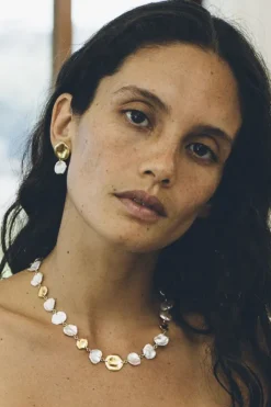 Chan Luu Earrings^Two Tiered White Keshi Pearl Earrings