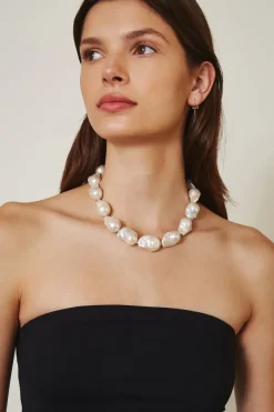 Chan Luu Necklaces^White Baroque Pearl Collar Necklace