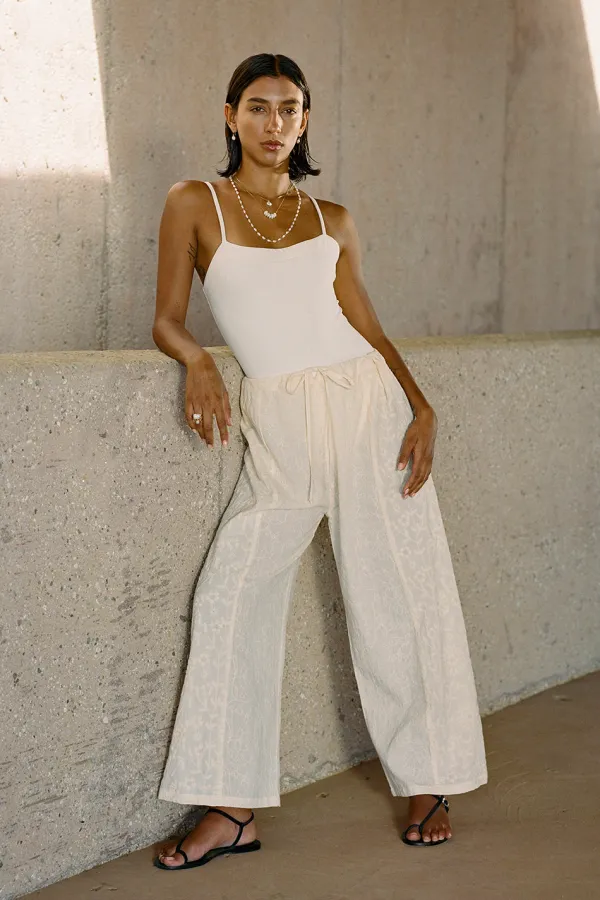 Chan Luu Bottoms^Wisteria Embroidered Pant Natural